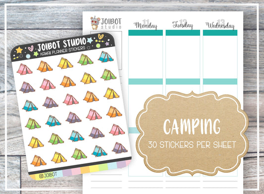 CAMPING - Kawaii Planner Stickers - Tent Stickers - Journal Stickers - Cute Stickers - Decorative Stickers - K0170