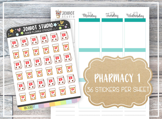 PHARMACY CHAIN 1 - Kawaii Planner Stickers - Medicine Stickers - Journal Stickers - Cute Stickers - Decorative Stickers - K0171