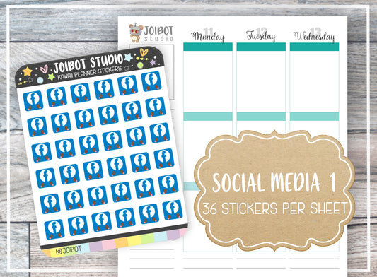 SOCIAL MEDIA 1 - Kawaii Planner Stickers - Internet Stickers - Journal Stickers - Cute Stickers - Decorative Stickers - K0173