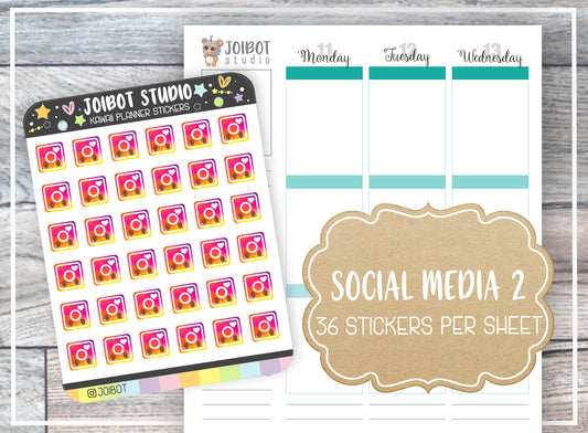 SOCIAL MEDIA 2 - Kawaii Planner Stickers - Internet Stickers - Journal Stickers - Cute Stickers - Decorative Stickers - K0174