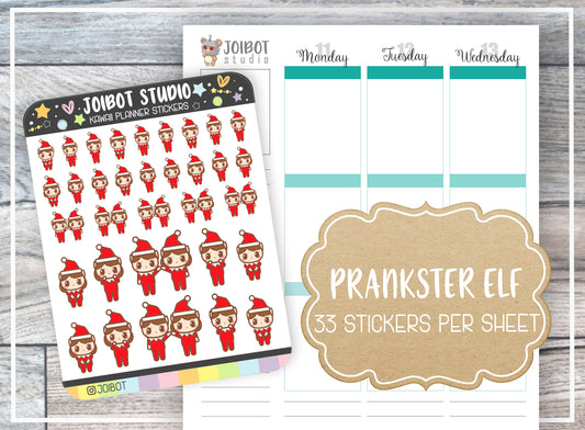 PRANKSTER ELVES - Kawaii Planner Stickers - Elf Christmas Stickers - Journal Stickers - Cute Stickers - Decorative Stickers - K0181