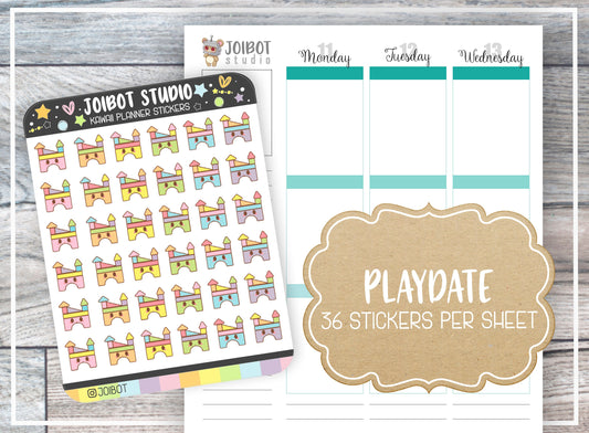 PLAYDATE - Kawaii Planner Stickers - Daycare Stickers - Journal Stickers - Cute Stickers - Decorative Stickers - K0187