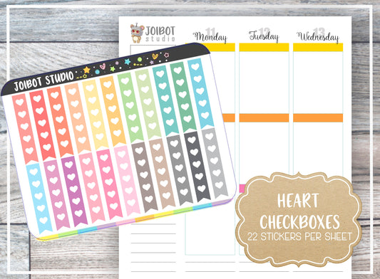 HEART CHECKBOXES - Kawaii Planner Stickers - Functional Stickers - Journal Stickers - Cute Stickers - Decorative Stickers - F0001