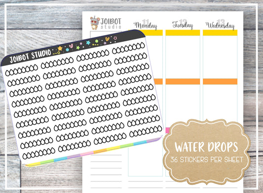 WATER DROPS - Kawaii Planner Stickers - Functional Stickers - Journal Stickers - Cute Stickers - Decorative Stickers - F0006
