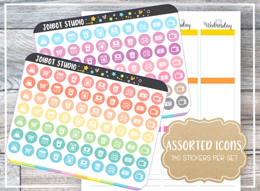 ASSORTED ICONS - Kawaii Planner Stickers - Functional Stickers - Journal Stickers - Cute Stickers - Decorative Stickers - F0007