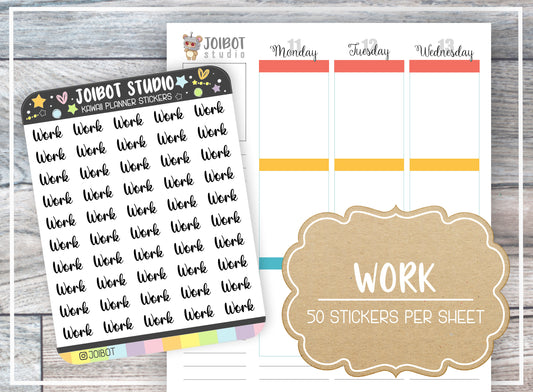 WORK - Job Stickers - Kawaii Planner Stickers - Label Stickers - Journal Stickers - Header Stickers - TX020