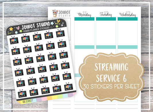STREAMING SERVICE 6 - Kawaii Planner Stickers - TV Stickers - Journal Stickers - Cute Stickers - Decorative Stickers - K0183