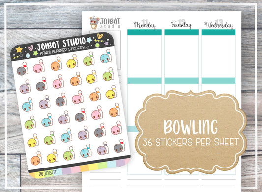 BOWLING - Kawaii Planner Stickers - Date Night Stickers - Journal Stickers - Cute Stickers - Decorative Stickers - K0186