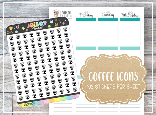 COFFEE ICONS - Kawaii Planner Stickers - Drink Icons - Journal Stickers - Cute Stickers - Decorative Stickers - Calendar Stickers - IC006