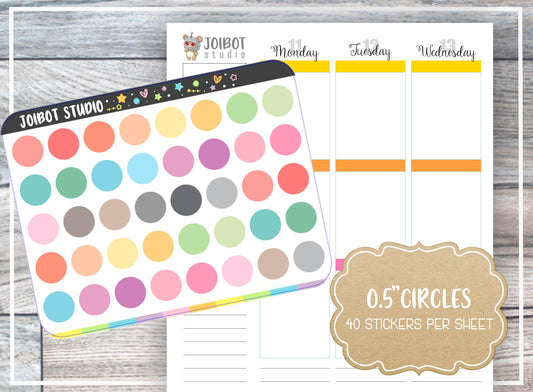 LARGE DOTS 0.5" - Kawaii Planner Stickers - Functional Stickers - Journal Stickers - Cute Stickers - Decorative Stickers - F0003