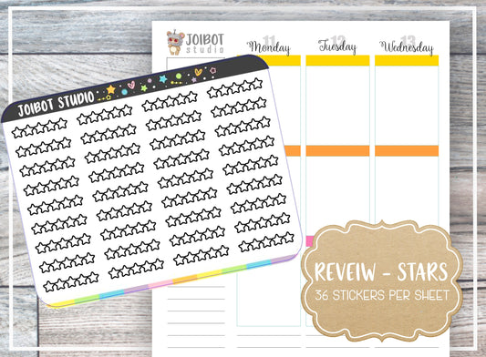 REVIEW - STARS - Kawaii Planner Stickers - Functional Stickers - Journal Stickers - Cute Stickers - Decorative Stickers - F0005