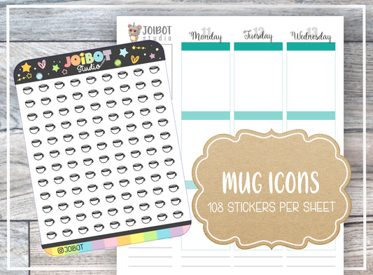 MUG ICONS - Kawaii Planner Stickers - Coffee Tea Icons - Journal Stickers - Cute Stickers - Decorative Stickers - Calendar Stickers - IC003